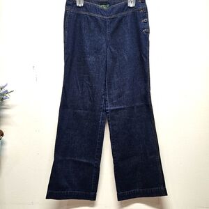 LRL Lauren Ralph Lauren Jeans 6 Nolita Straight Leg Side Button Dark Wash Y2K
